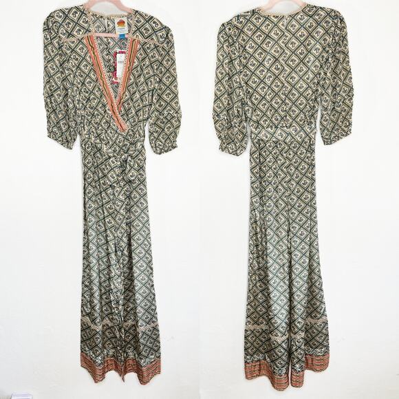 NWT Anthropologie Farm Rio V Neck Sheer Mushroom Print Wide Leg Jumpsuit Medium - Picture 3 of 16